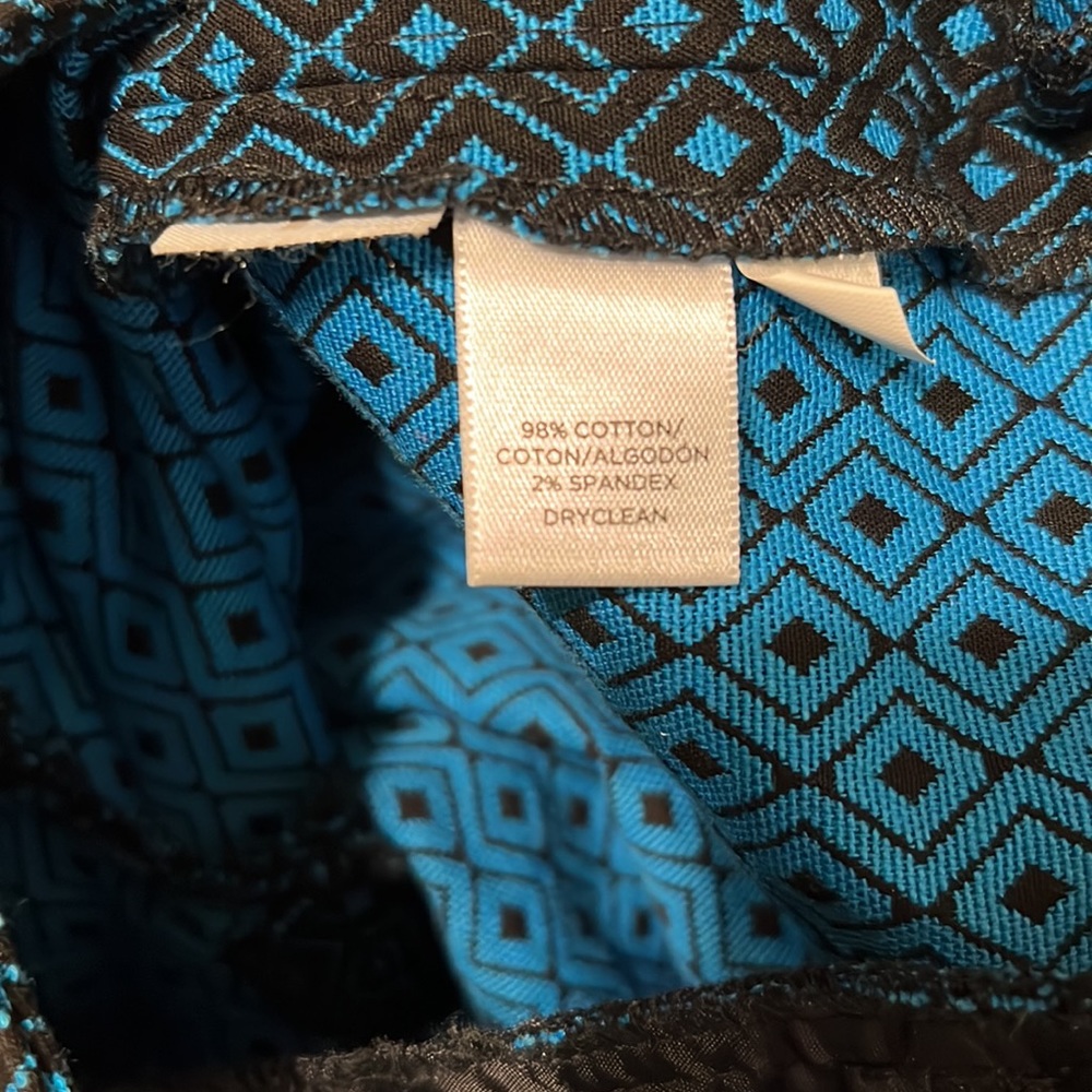 Loft Marisa Teal Blue Black Diamond Ankle Pants Side Zip Size 2 - Picture 7 of 7